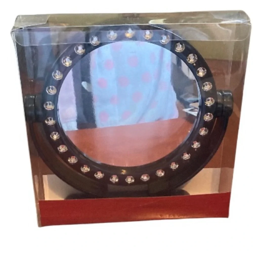 Two-Sided Makeup Mirror- Black w/ Bling